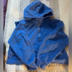 Women’s blue lululemon 1/2 zip oversized crop scuba hoodie size XL/XXL